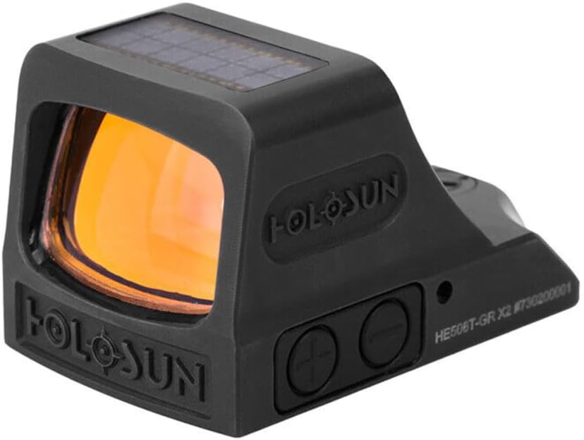 HOLOSUN HE508T X2 Multi-Reticle 2 MOA Dot & 32 MOA Circle Open Reflex Pistol Sight - Solar Failsafe Shake-Awake Durable Titanium Handgun Sight with...